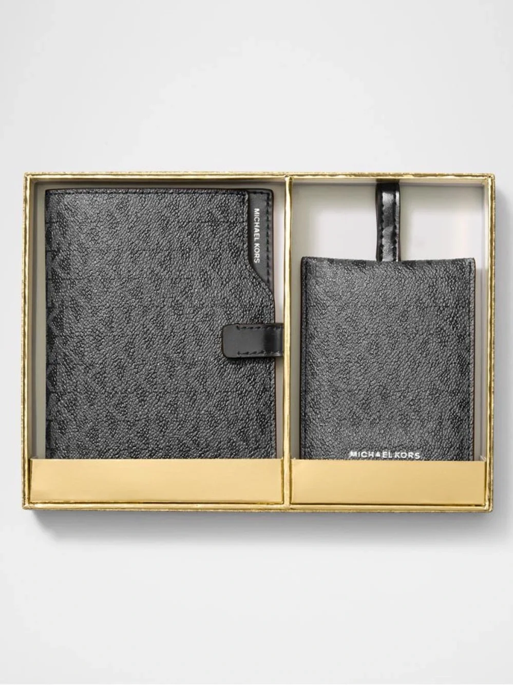 Michael Kors Jet Set Passport Case & Luggage Tag Gift Set Black NIB